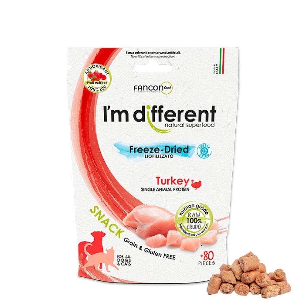 Ласощі для собак та котів I'm different Freeze-Dried 40 г - індичка Ласощі для собак та котів I'm different Freeze-Dried 40 г - індичка