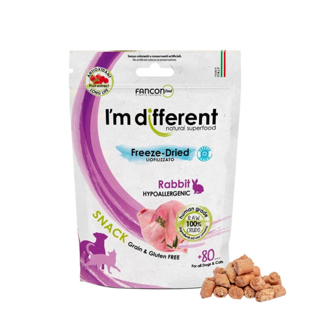 Ласощі для собак та котів I'm different Freeze-Dried 40 г - кролик Ласощі для собак та котів I'm different Freeze-Dried 40 г - кролик
