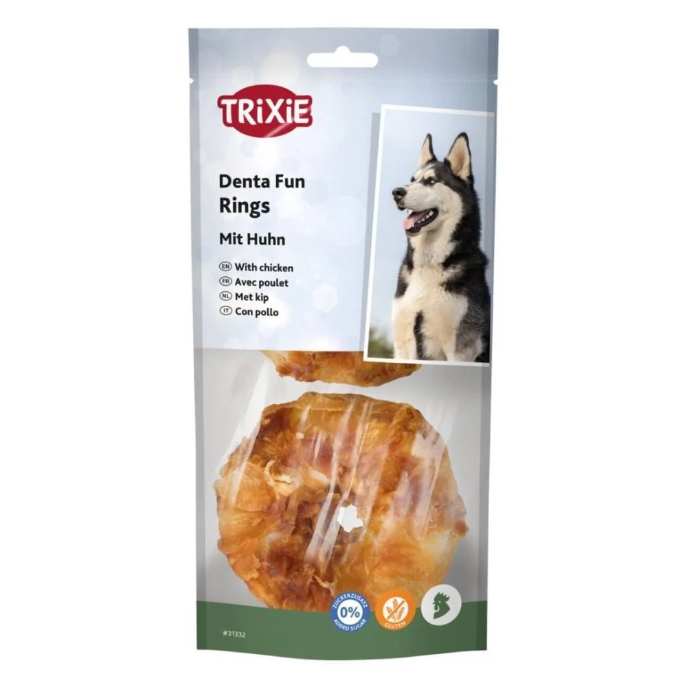 Ласощі для собак Trixie Denta Fun Rings 6 см 110 г - курка Ласощі для собак Trixie Denta Fun Rings 6 см 110 г - курка