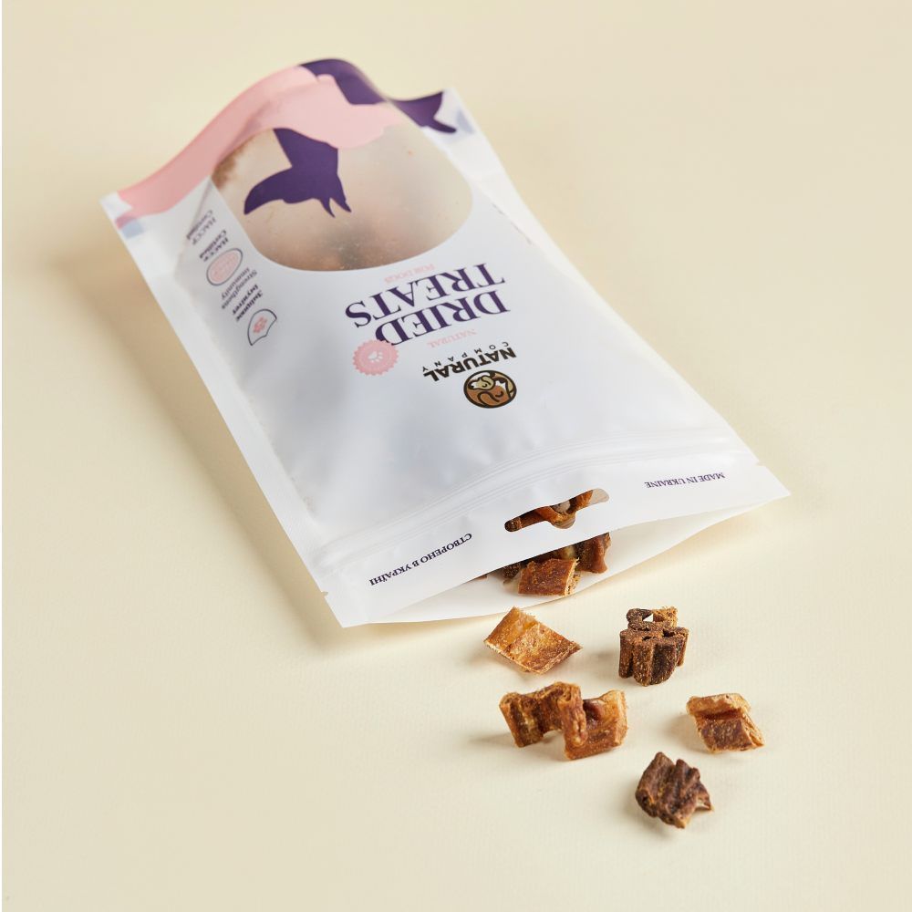 Ласощі для собак Natural Dried Treats Шматочки 100 г - вим'я яловиче