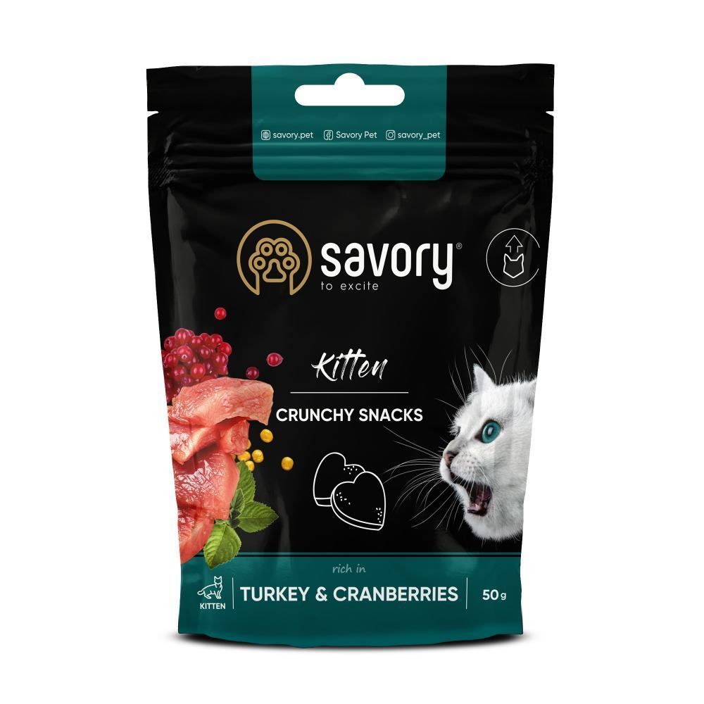 Ласощі для кошенят Savory Kitten 50 г - індичка з журавлиною Ласощі для кошенят Savory Kitten 50 г - індичка з журавлиною