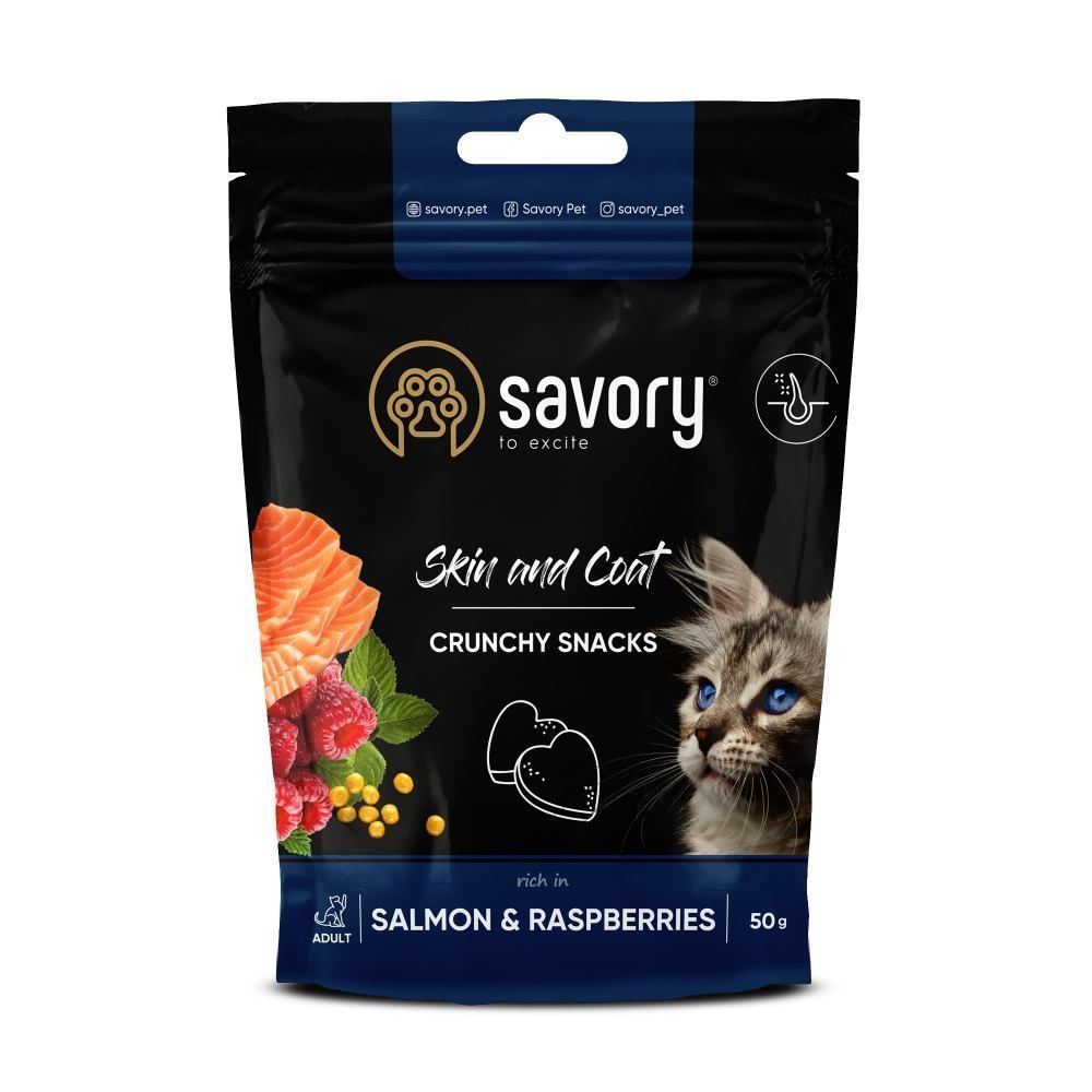Ласощі для котів Savory Coat and Skin 50 г - лосось із малиною Ласощі для котів Savory Coat and Skin 50 г - лосось із малиною