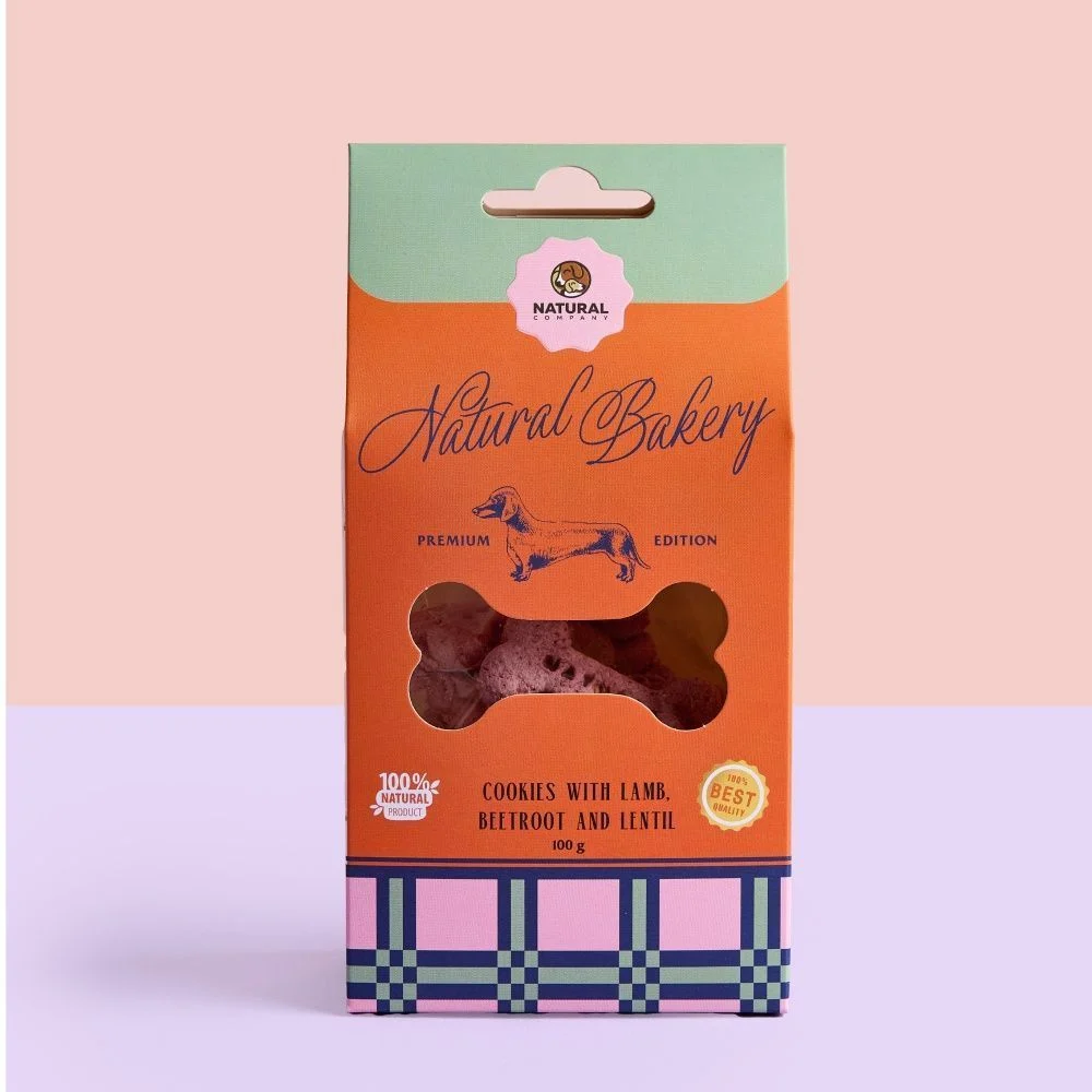 Печиво для собак Natural Bakery 100 г - баранина, буряк та чечевиця