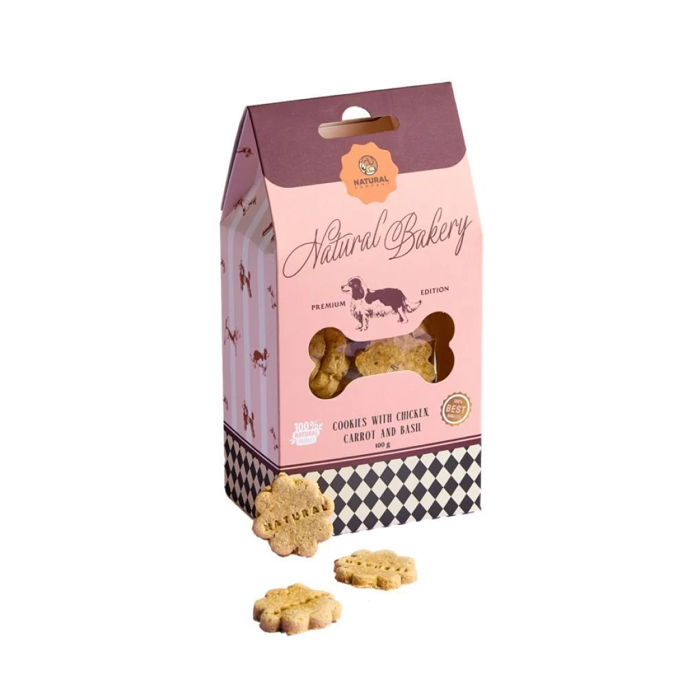 Печиво для собак Natural Bakery 100 г - курка, морква та базилік