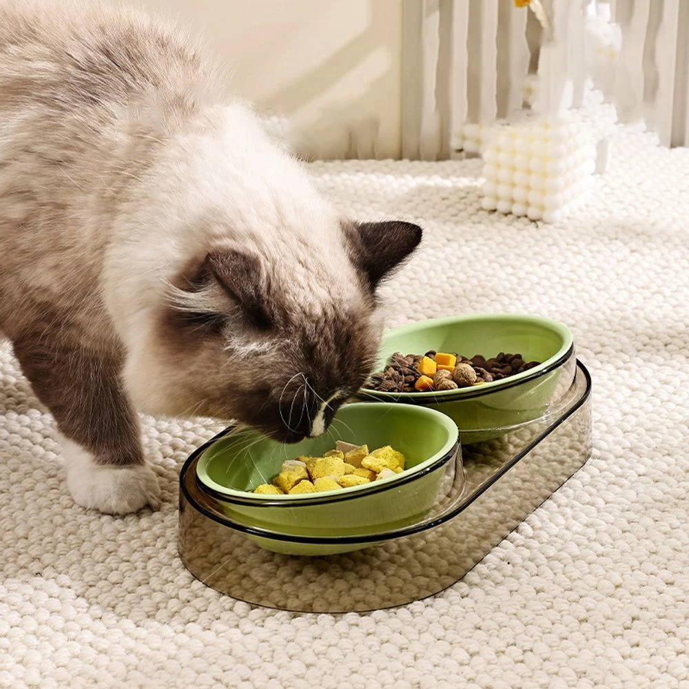 Подвійна миска для котів Me&Pet 2х200 мл - зелений