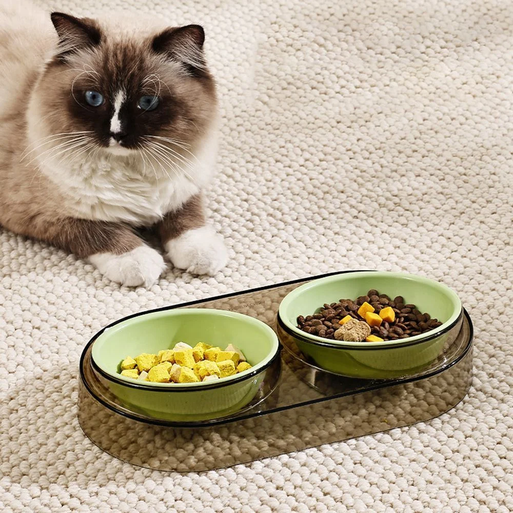 Подвійна миска для котів Me&Pet 2х200 мл - зелений