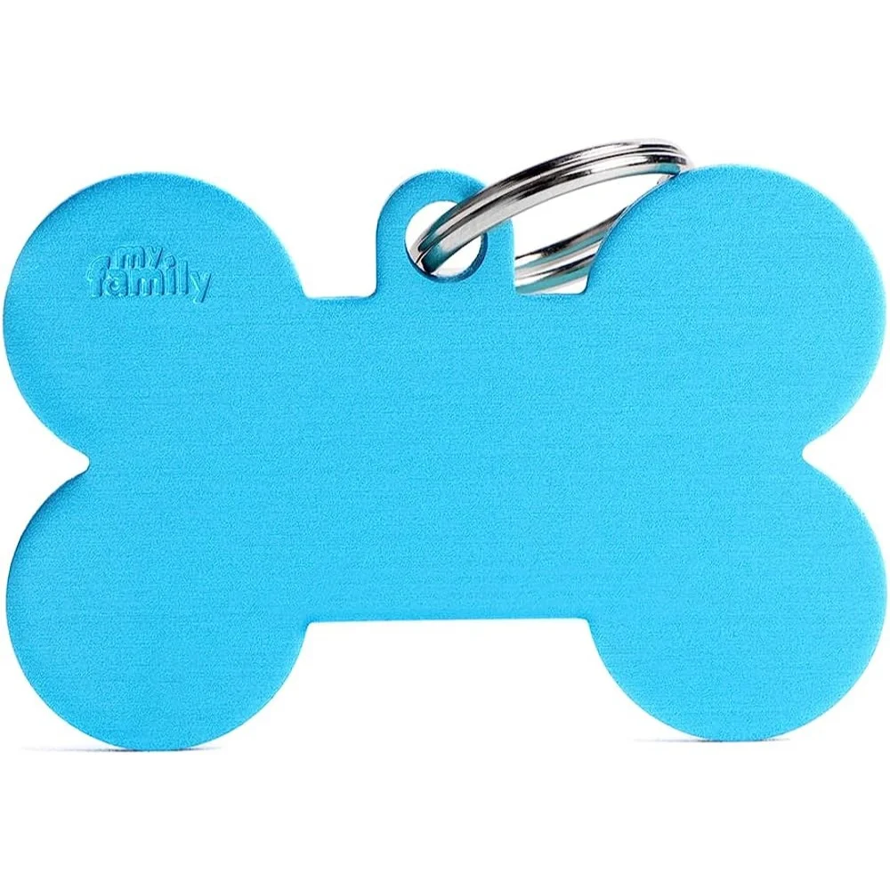 My family Косточка медальон-адресник на ошейник для собак 4,8х3,1 см - голубой My family Косточка медальон-адресник на ошейник для собак 4,8х3,1 см - голубой