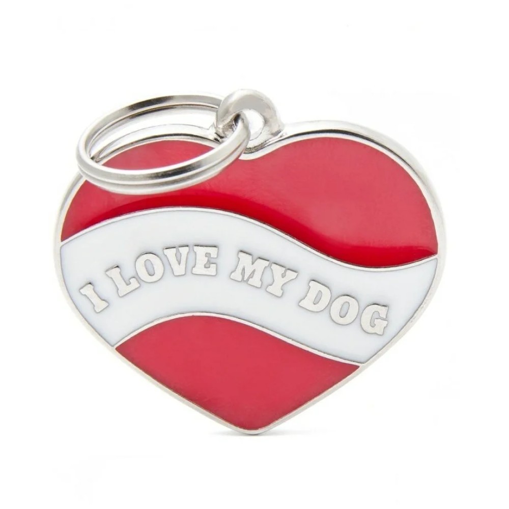 Медальон-адресник My family Сердце «I love my dog charms» (красный/белый) Медальон-адресник My family Сердце «I love my dog charms» (красный/белый)