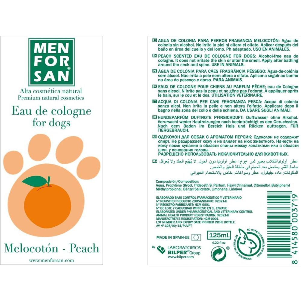 Menforsan Peach одеколон для собак 125 мл - персик Menforsan Peach одеколон для собак 125 мл - персик