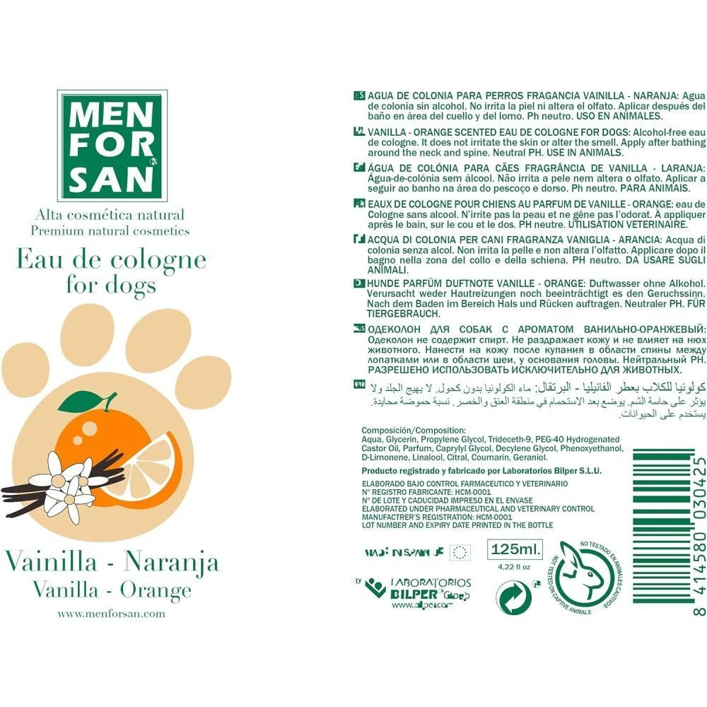 Menforsan Vanilla & Orange одеколон для собак 125 мл - ваніль та апельсин Menforsan Vanilla & Orange одеколон для собак 125 мл - ваніль та апельсин