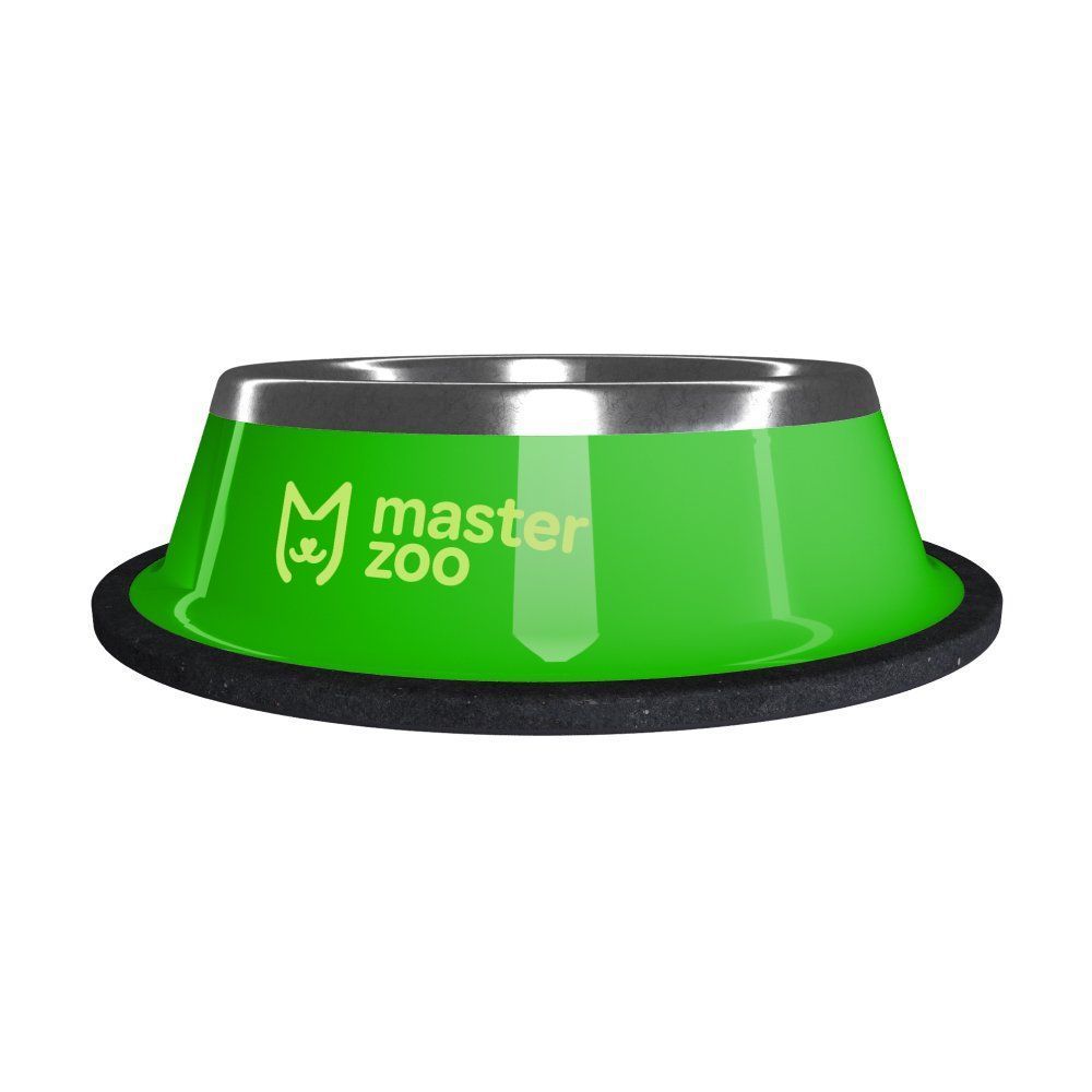 Миска MasterZoo металева на гумовій основі 200 мл - зелена