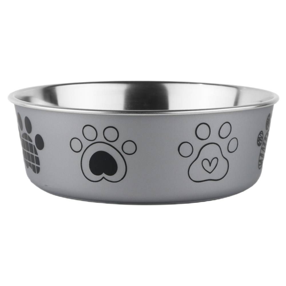 Миска металлическая ArjanImpex Fusion Dog foot 280 мл / 11 см - серый Миска металлическая ArjanImpex Fusion Dog foot 280 мл / 11 см - серый