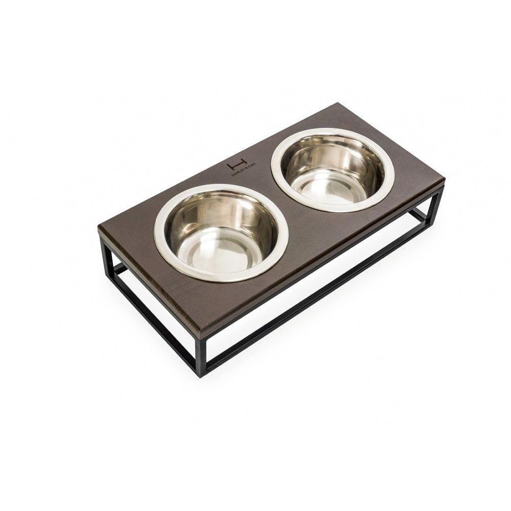 Миски на підставці Harley and Cho Lunch Bar Brown wood + Black S 2 х 450 мл / 12 см Миски на підставці Harley and Cho Lunch Bar Brown wood + Black S 2 х 450 мл / 12 см