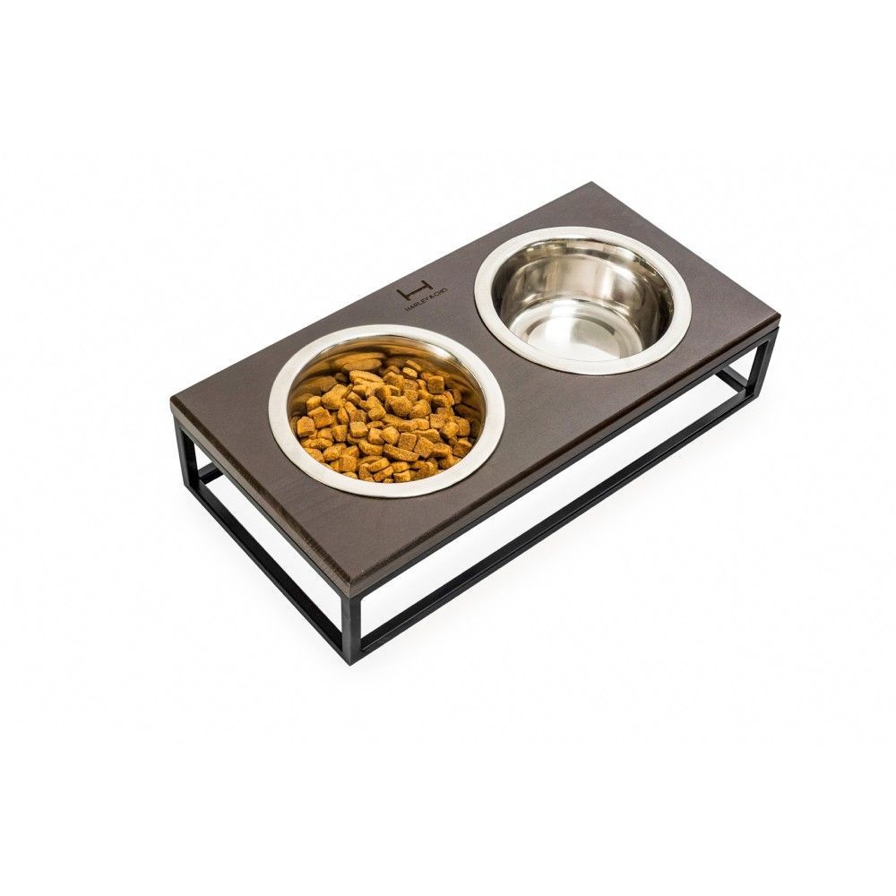 Миски на підставці Harley and Cho Lunch Bar Brown wood + Black S 2 х 450 мл / 12 см Миски на підставці Harley and Cho Lunch Bar Brown wood + Black S 2 х 450 мл / 12 см
