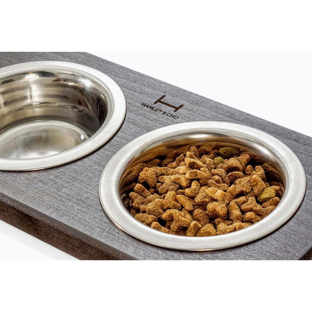 Миски на підставці Harley and Cho Lunch Bar Brown Wood + White XS 2 х 200 мл / 10 см Миски на підставці Harley and Cho Lunch Bar Brown Wood + White XS 2 х 200 мл / 10 см