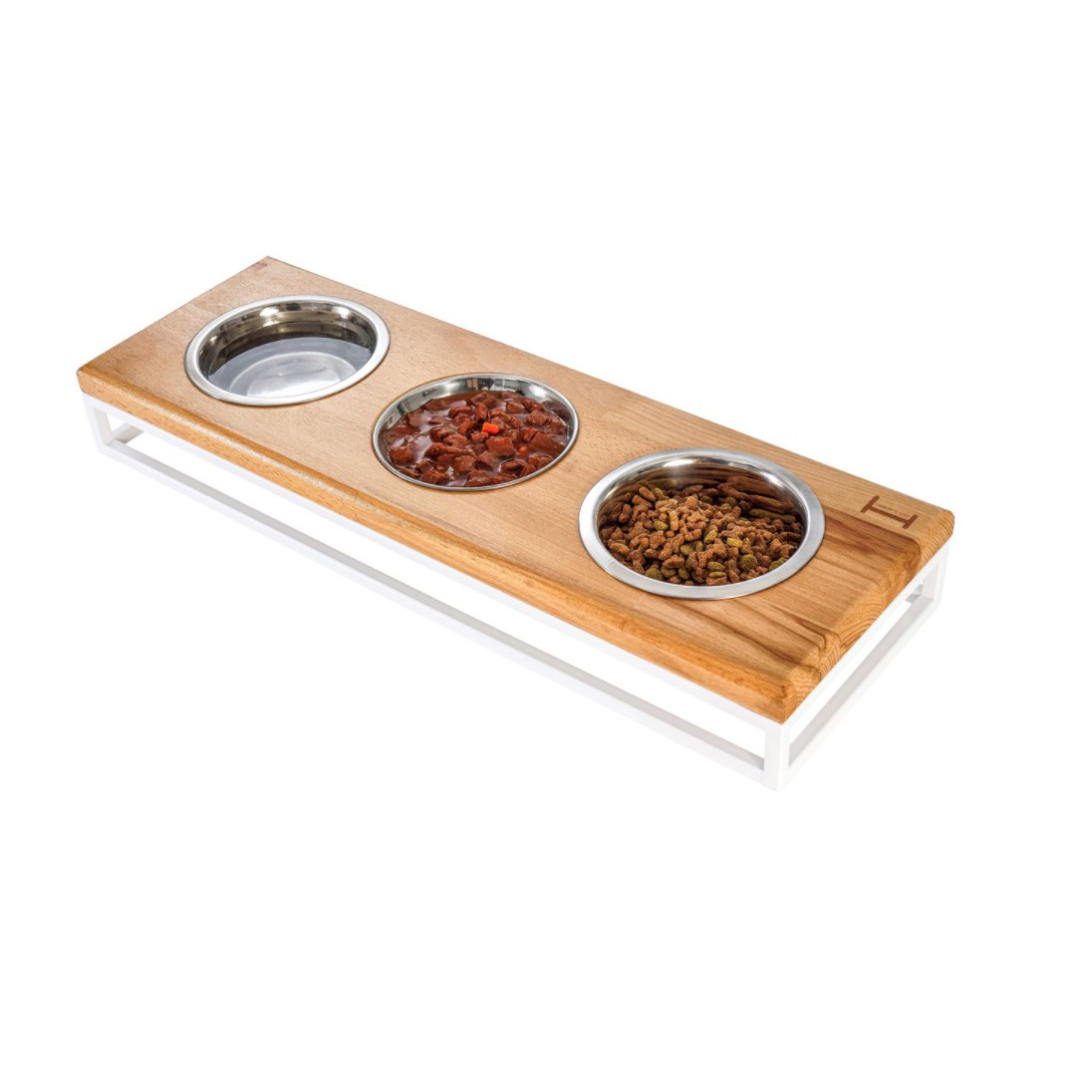 Миски на подставке Lunch bar Natural wood+white 3 х 450 мл / 12 см