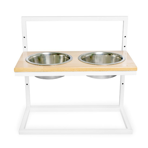Миски на подставке с регулируемой высотой Natural Wood + White 2 х 1800 мл / 20 см