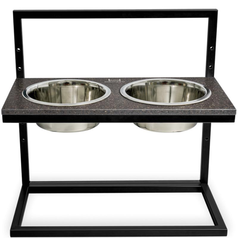 Миски на подставке с регулируемой высотой Stone Lift Brown Stone+ Black 2 х 750 мл / 15 см