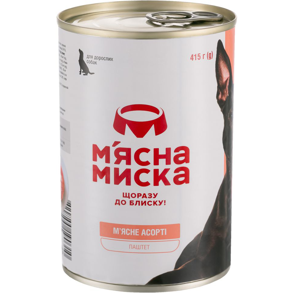 Мясной паштет для взрослых собак «Мясная миска» 415 г (мясное ассорти)