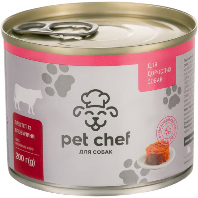 Мясной паштет для взрослых собак Pet Chef 200 г (говядина)