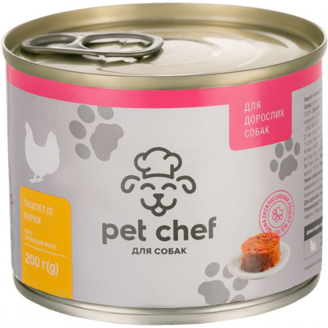Мясной паштет для взрослых собак Pet Chef 200 г (курица)
