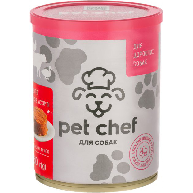 Мясной паштет для взрослых собак Pet Chef 360 г (мясное ассорти)