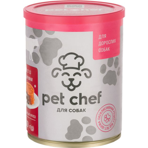 Мясной паштет для взрослых собак Pet Chef 800 г (говядина)