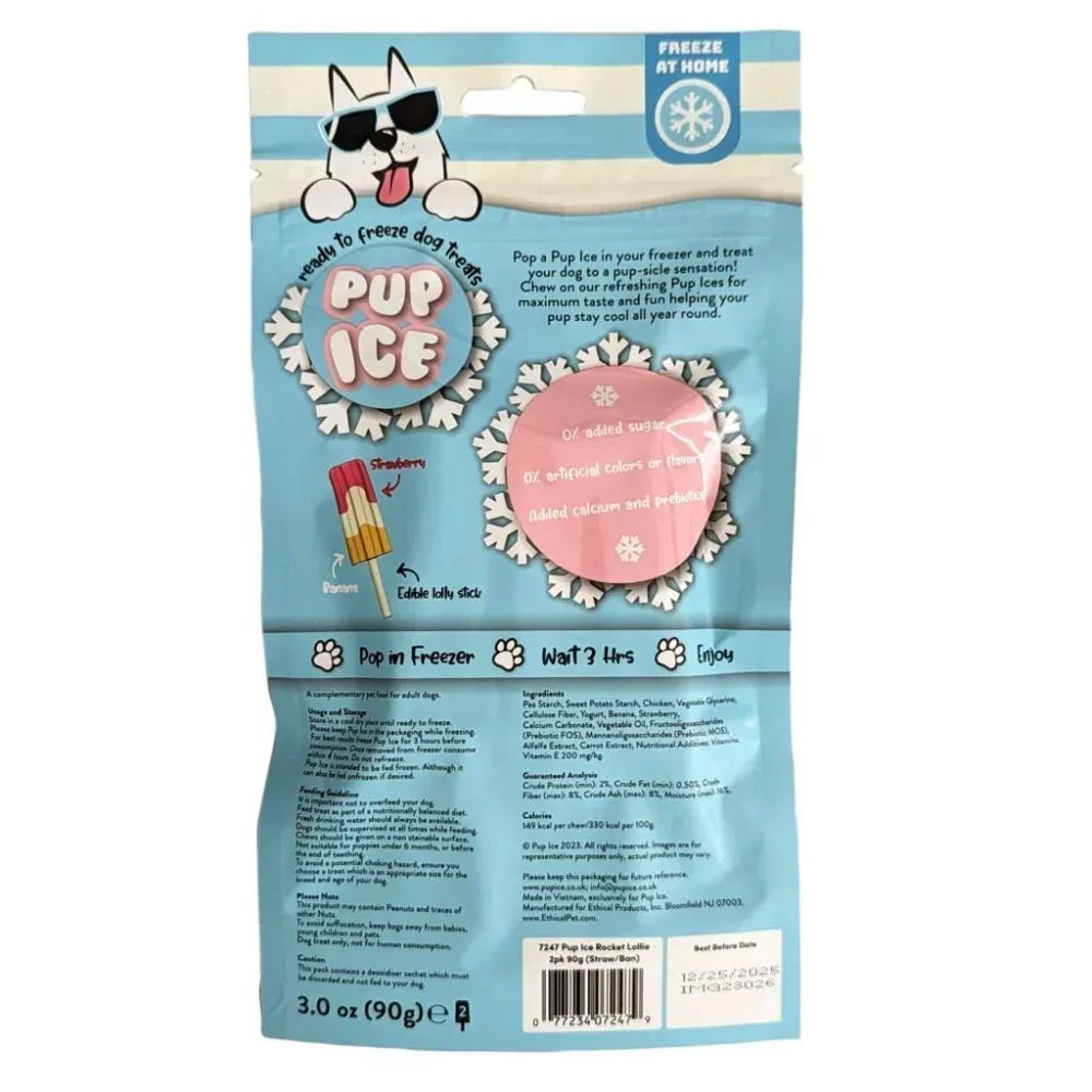 Мороженое для собак Pup Ice Rocket Lollies 2 шт. по 45 г — клубника и банан Мороженое для собак Pup Ice Rocket Lollies 2 шт. по 45 г — клубника и банан