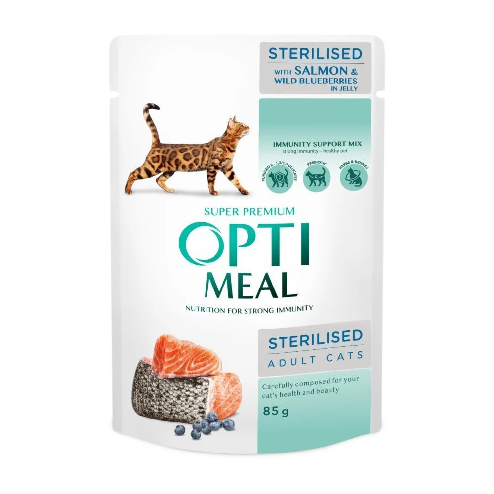 Набір вологого корму для котів Optimeal Multi Taste Sterilised 3+1 шт х 85 г - асорті