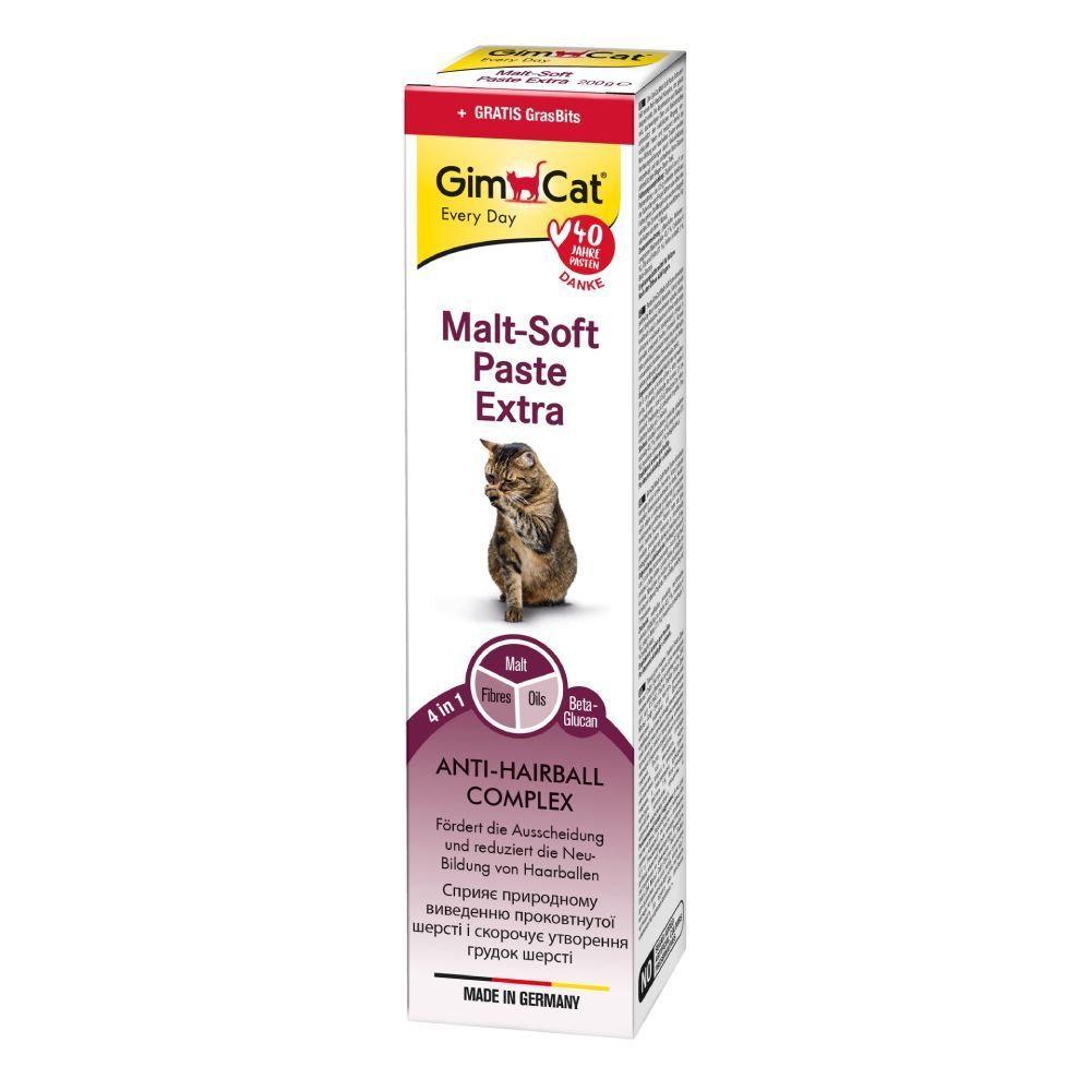 Паста для кошек GimCat Every Day Malt-Soft Paste Extra 200 г + Таблетки для кошек GimCat Gras Bits 10 г Паста для кошек GimCat Every Day Malt-Soft Paste Extra 200 г + Таблетки для кошек GimCat Gras Bits 10 г