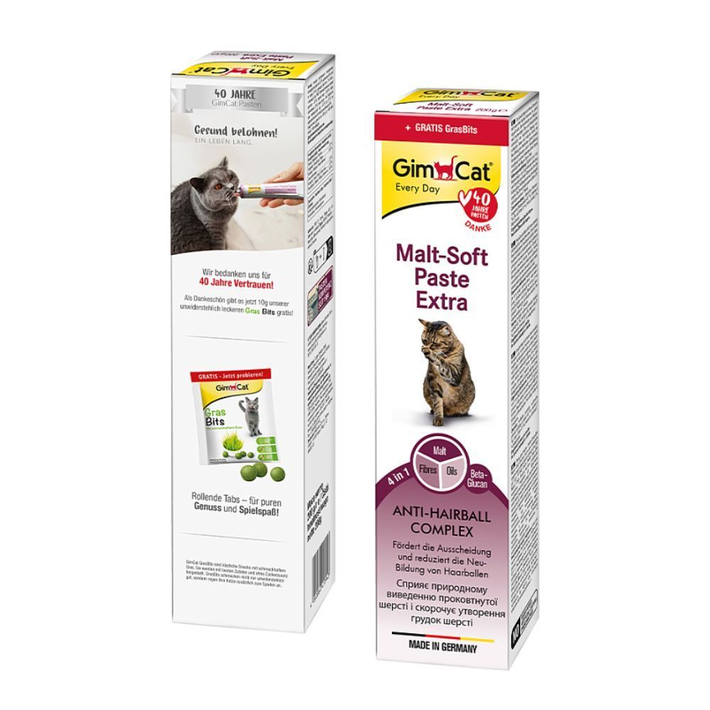 Паста для кошек GimCat Every Day Malt-Soft Paste Extra 200 г + Таблетки для кошек GimCat Gras Bits 10 г Паста для кошек GimCat Every Day Malt-Soft Paste Extra 200 г + Таблетки для кошек GimCat Gras Bits 10 г