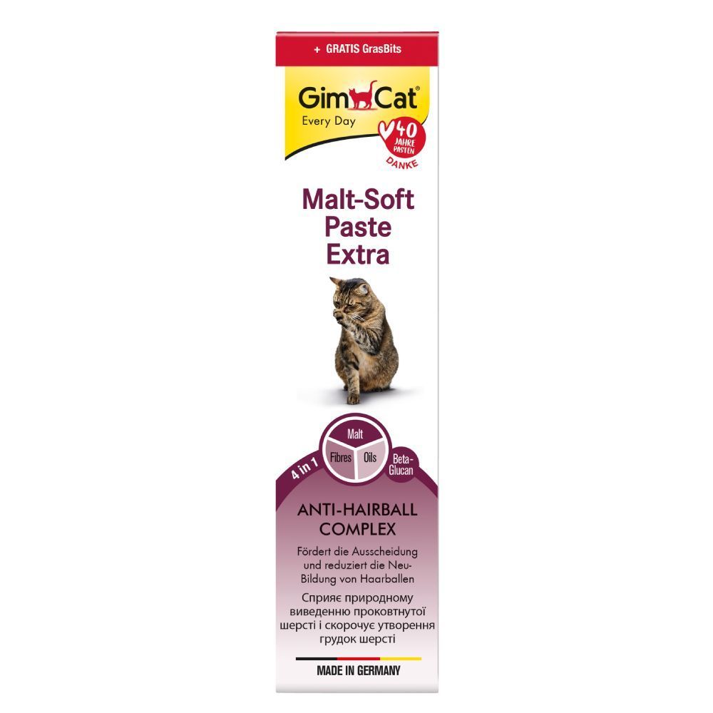 Паста для кошек GimCat Every Day Malt-Soft Paste Extra 200 г + Таблетки для кошек GimCat Gras Bits 10 г Паста для кошек GimCat Every Day Malt-Soft Paste Extra 200 г + Таблетки для кошек GimCat Gras Bits 10 г