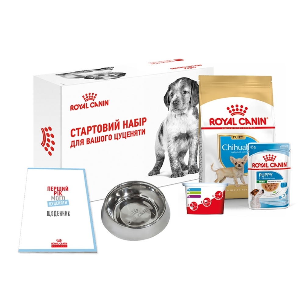 Набір сухого і вологого корму для цуценят Royal Canin Chihuahua Puppy 500 г + Mini Puppy pouch 85 г Набір сухого і вологого корму для цуценят Royal Canin Chihuahua Puppy 500 г + Mini Puppy pouch 85 г