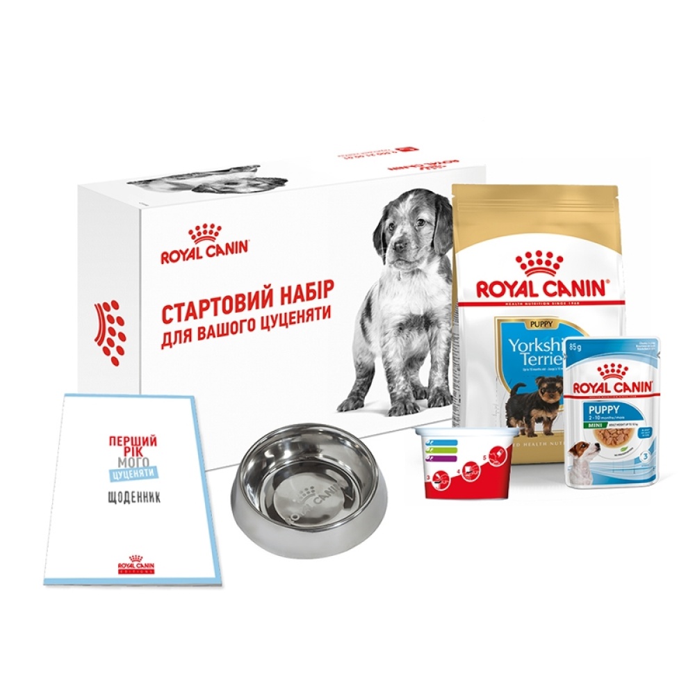 Набір сухого і вологого корму для цуценят Royal Canin Yorkshire Puppy 500 г + Mini Puppy pouch 85 г Набір сухого і вологого корму для цуценят Royal Canin Yorkshire Puppy 500 г + Mini Puppy pouch 85 г