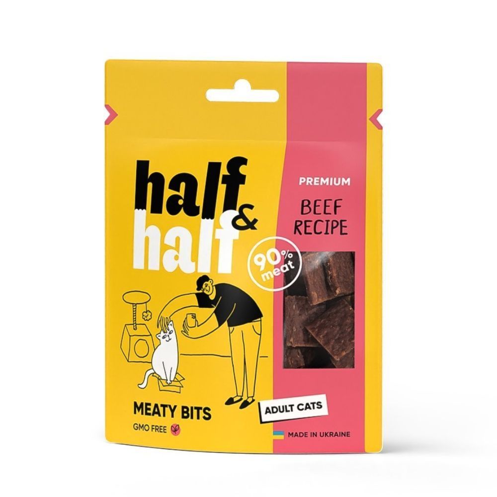 Набір кормів та ласощів для котів Half&Half Турботливий 760 г - асорті