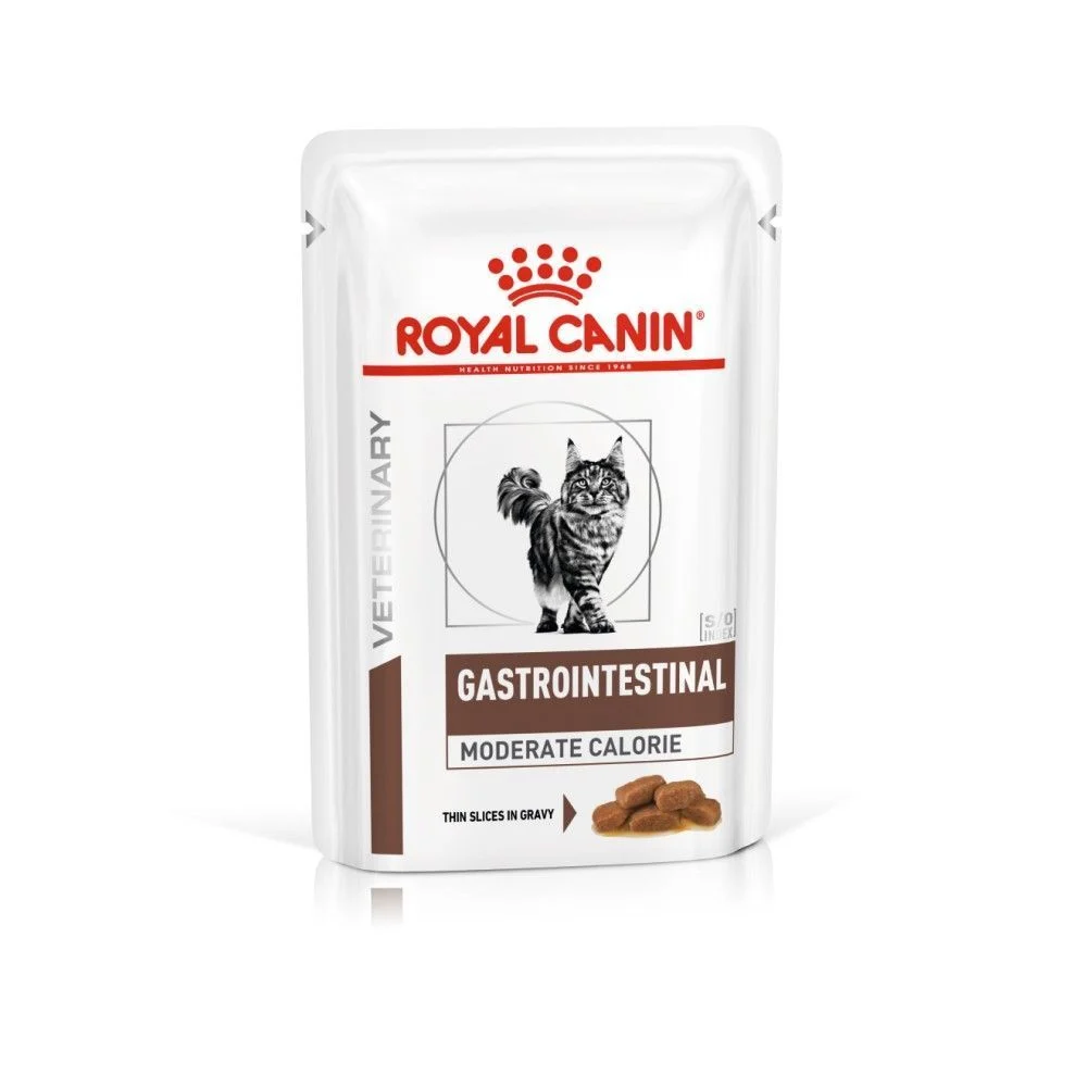 Royal Canin Gastrointestinal Moderate Calorie набор сухого и влажного корма для кошек 2 кг + 4 шт х 85 г