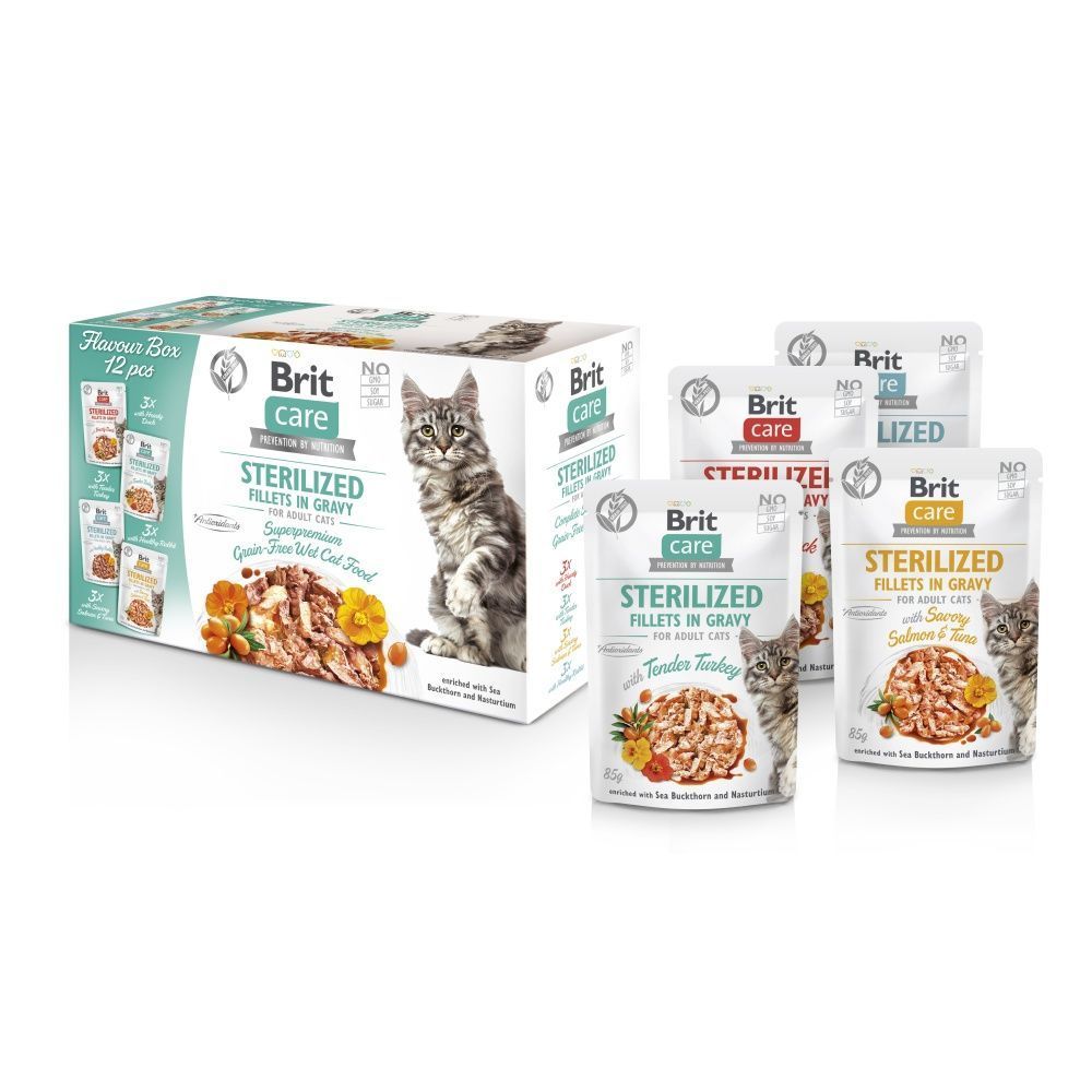 Brit Care Flavour box Sterilized pouch набор влажного корма для кошек 12 шт х 85 г