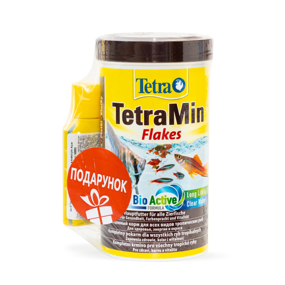 Набор сухого корма для аквариумных рыб Tetra в хлопьях «TetraMin Flakes» 500 мл + подарок Tetra Aqua Safe 50 мл
