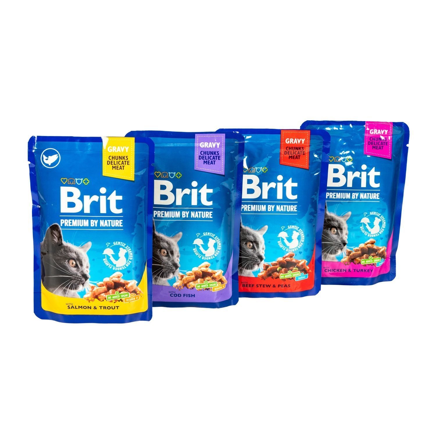 Набір вологого корму для котів Brit Premium 3+1 шт х 100 г - асорті