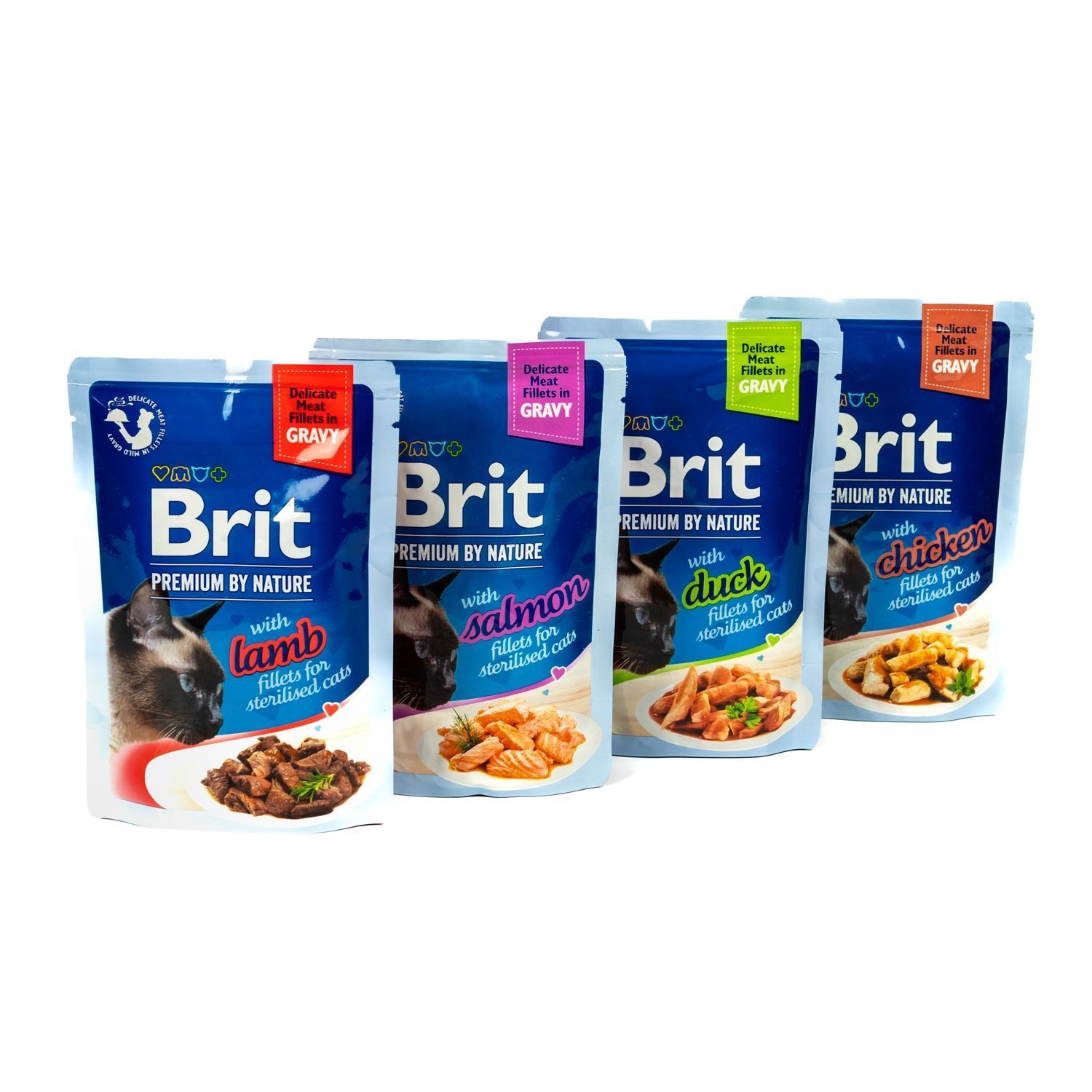 Набір вологого корму для котів Brit Premium Sterilised 3+1 шт х 85 г - асорті
