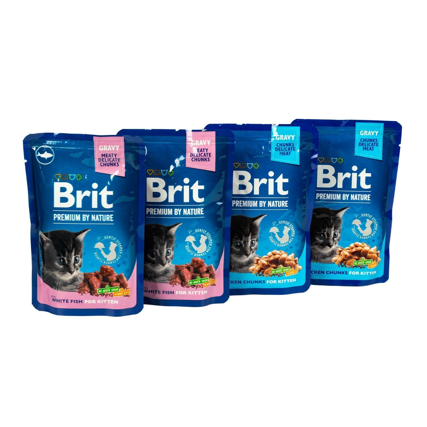 Набір вологого корму для кошенят Brit Premium Kitten 3+1 шт х 100 г - курка та риба