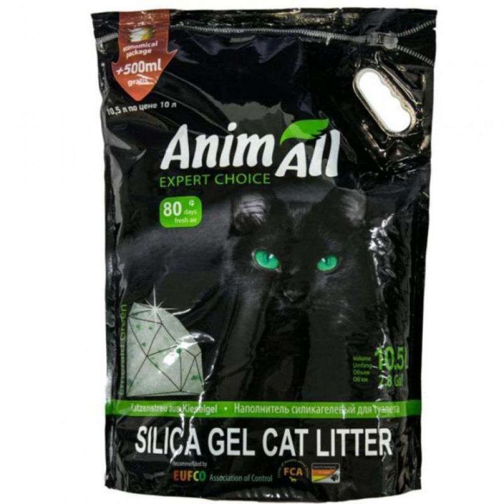 Наповнювач силікагелевий для котячого туалету AnimAll Зелений смарагд 10,5 л - без аромату