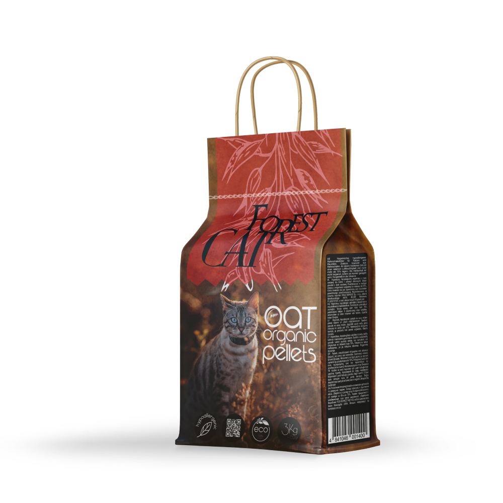 Forest Cat Oat Organic Pellet овсяный наполнитель 3 кг - без аромата