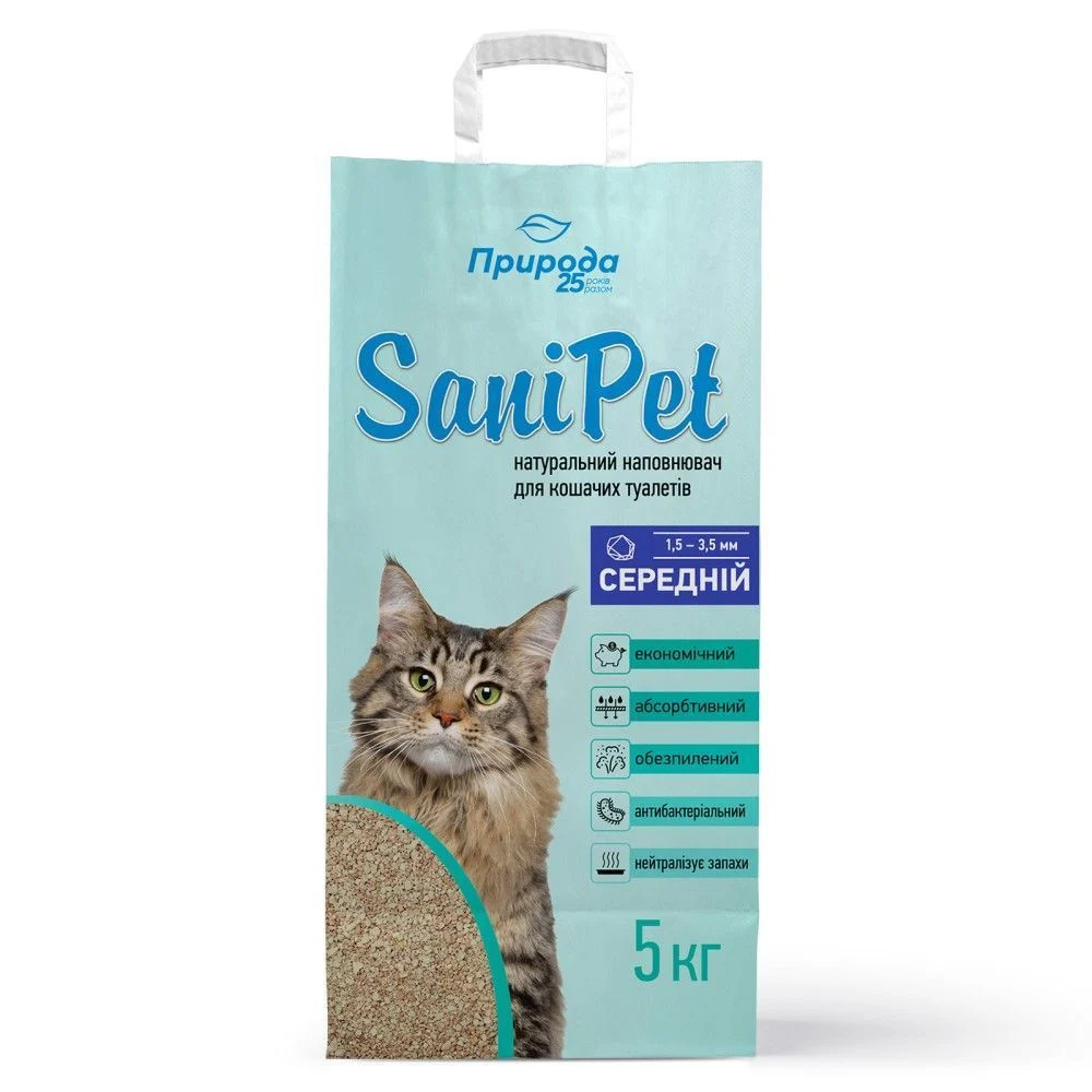 Sani Pet бентонітовий наповнювач 5 кг - без аромату Sani Pet бентонітовий наповнювач 5 кг - без аромату