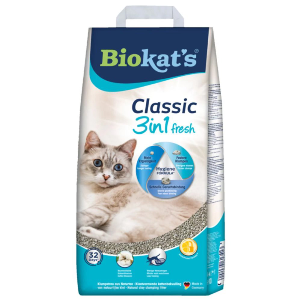 Бентонитовый наполнитель для кошачьего туалета Biokat's Classic Fresh 3in1 Cotton Blossom 16 кг/20 л - цветы