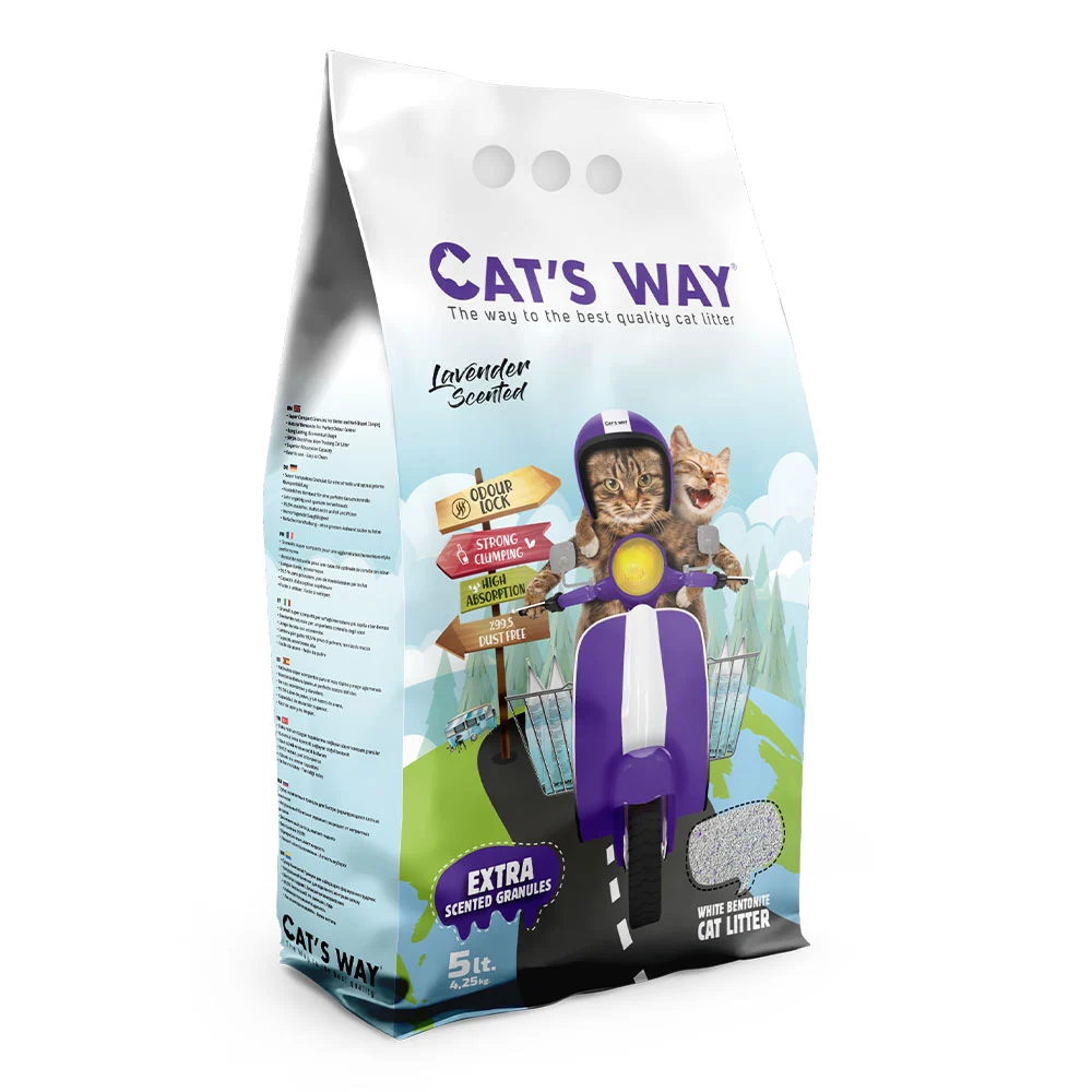 Наповнювач бентонітовий для котячого туалету Cat's Way 5 л - лаванда Наповнювач бентонітовий для котячого туалету Cat's Way 5 л - лаванда