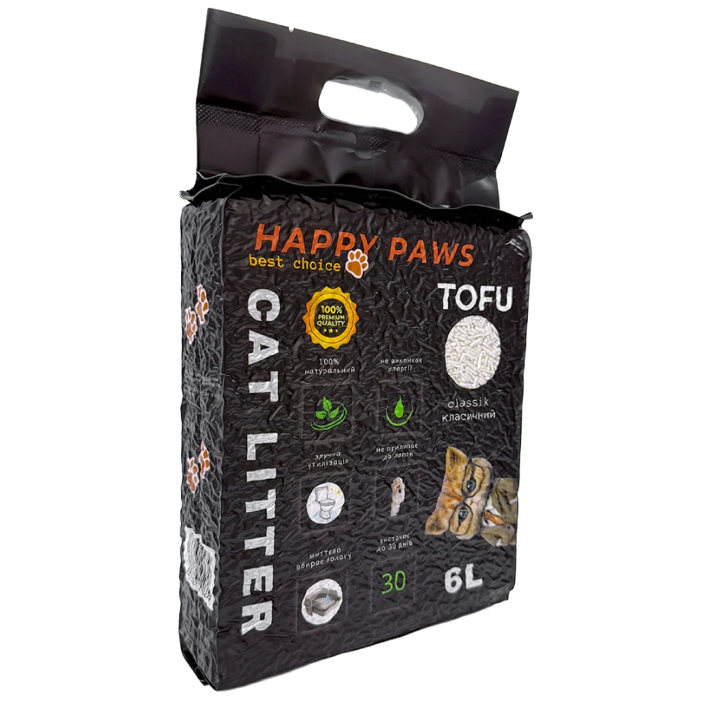 Наповнювач соєвий для котячого туалету Happy Paws Tofu 6 л - класичний