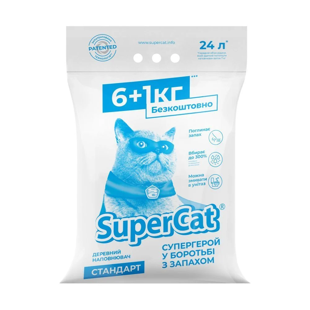 SuperCat Стандарт наповнювач деревний 7 кг - без аромату SuperCat Стандарт наповнювач деревний 7 кг - без аромату