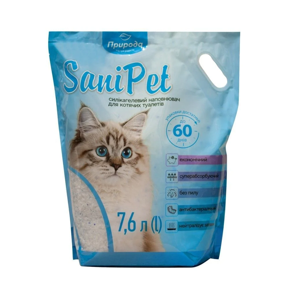 Sani Pet силикагелевый наполнитель 7,6 л - без аромата Sani Pet силикагелевый наполнитель 7,6 л - без аромата