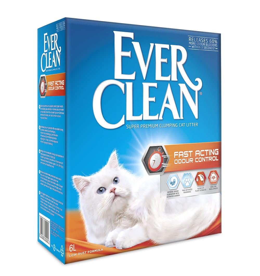 Бентонитовый наполнитель для кошачьего туалета Ever Clean Fast Acting 4,8 кг / 6 л - без запаха Бентонитовый наполнитель для кошачьего туалета Ever Clean Fast Acting 4,8 кг / 6 л - без запаха